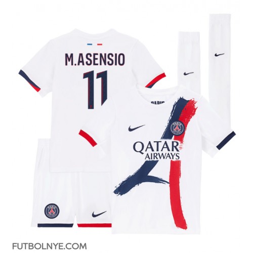 Camiseta Paris Saint-Germain Marco Asensio #11 Visitante Equipación para niños 2024-25 manga corta (+ pantalones cortos)